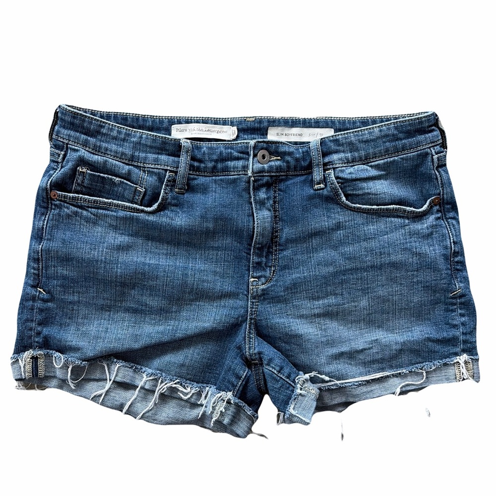 Pilcro and the Letterpress Distressed Blue Slim Boyfriend Jean Shorts